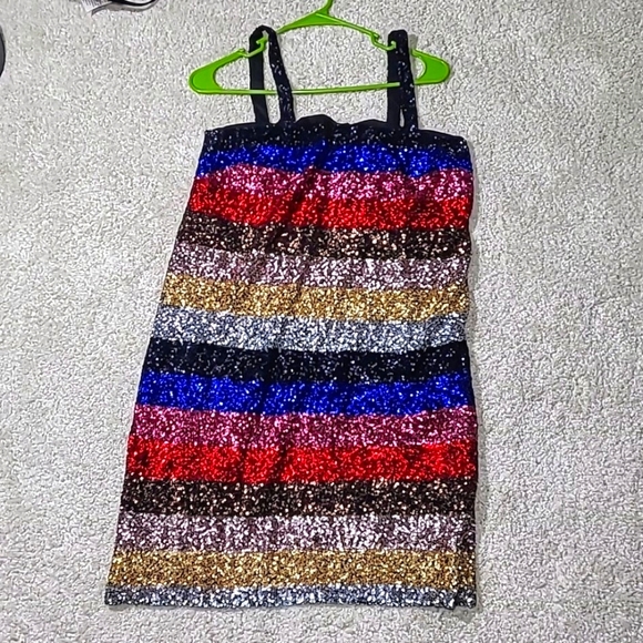 Women's GAP “Crazy Stripe” Sequin Party Holiday Cocktail Dress Size Small - Picture 3 of 12